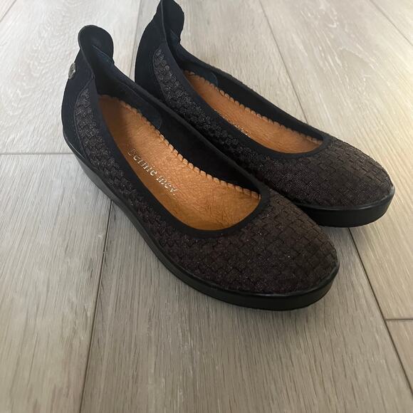 Bernie Mev. SZ 36 Farrah Wedge Ballet Flat Comfort Platform Shoe Metallic Woven - Picture 12 of 12
